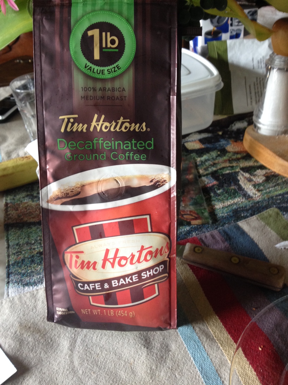 Photo showing Tim Horton's decaf ground coffee